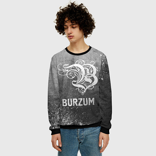 Мужской свитшот Burzum - grey gradient / 3D-Черный – фото 3