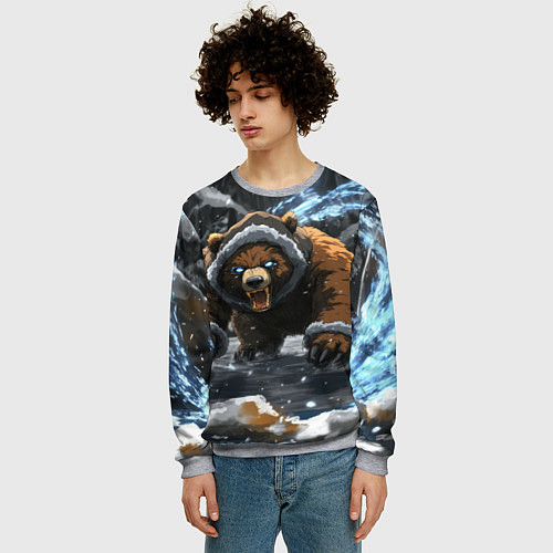 Мужской свитшот Злой русский медведь / 3D-Меланж – фото 3