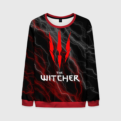 Мужской свитшот The witcher - геральт- молнии / 3D-Красный – фото 1
