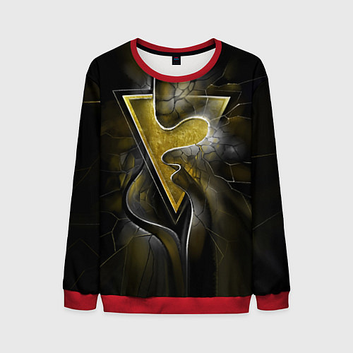 Мужской свитшот Золотой треугольник под стеклянной вуалью с волнам / 3D-Красный – фото 1