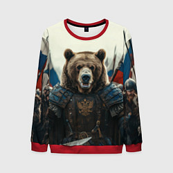 Свитшот мужской Русский воин медведь, цвет: 3D-красный