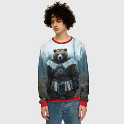 Свитшот мужской Воин русский медведь, цвет: 3D-красный — фото 2