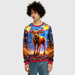 Свитшот мужской Лосенок в лесу, цвет: 3D-красный — фото 2