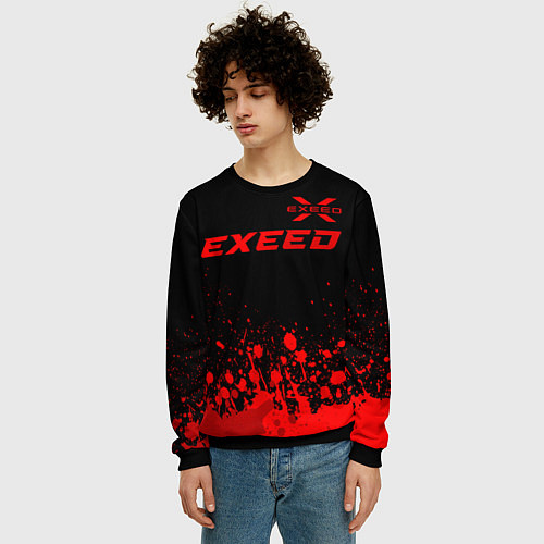 Мужской свитшот Exeed - red gradient посередине / 3D-Черный – фото 3