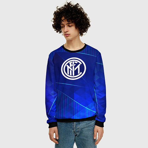 Мужской свитшот Inter blue poly / 3D-Черный – фото 3