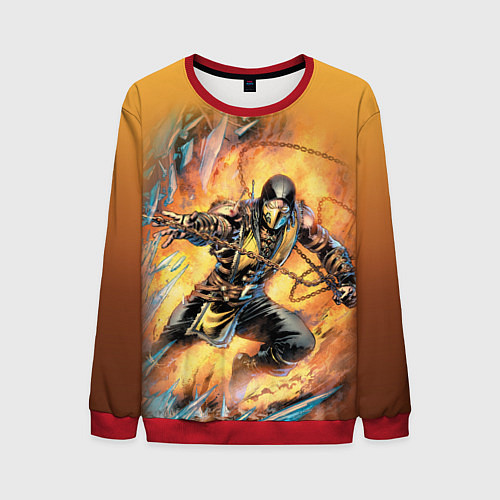 Мужской свитшот Scorpion - Mortal Kombat / 3D-Красный – фото 1
