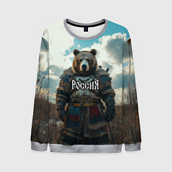 Свитшот мужской Россия - медведь в поле, цвет: 3D-меланж
