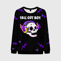Свитшот мужской Fall Out Boy неоновый череп, цвет: 3D-черный