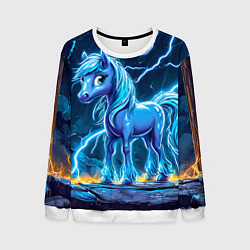 Свитшот мужской Лошадка в разрядах молнии, цвет: 3D-белый