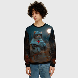 Свитшот мужской Котенок рыцарь, цвет: 3D-черный — фото 2