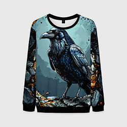 Свитшот мужской Черный ворон на черном, цвет: 3D-черный