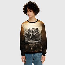 Свитшот мужской Любовь волка и волчицы, цвет: 3D-черный — фото 2