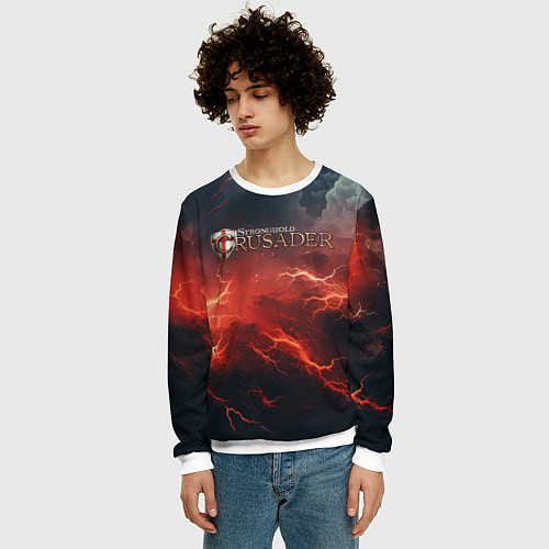 Мужской свитшот Stronghold сrusader молния крестоносца / 3D-Белый – фото 3