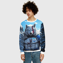 Свитшот мужской Волк русский, цвет: 3D-белый — фото 2