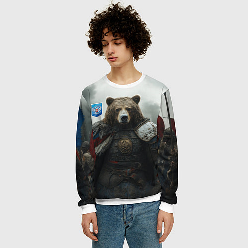 Мужской свитшот Великан Руси медведь / 3D-Белый – фото 3