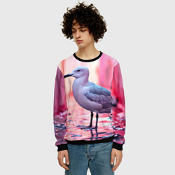 Свитшот мужской Чайка на розовом, цвет: 3D-черный — фото 2