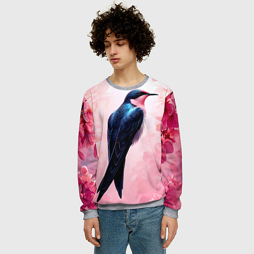 Мужской свитшот Ласточка в розовом / 3D-Меланж – фото 3