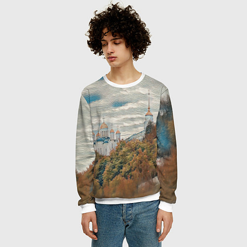 Мужской свитшот Храм на горе / 3D-Белый – фото 3