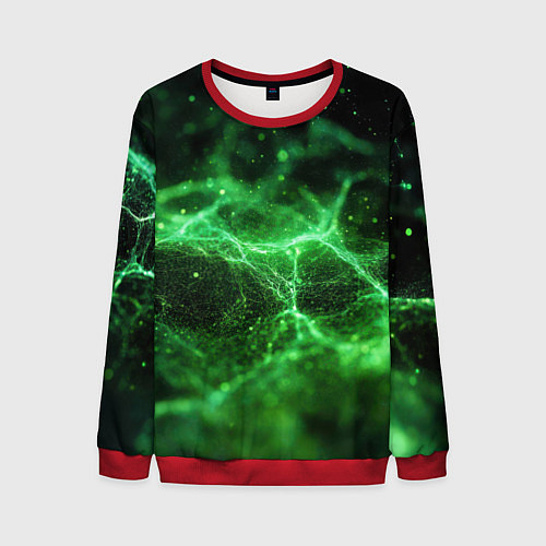 Мужской свитшот Зеленая связь текстура / 3D-Красный – фото 1