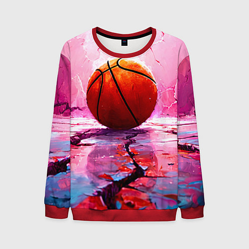 Мужской свитшот Баскетбольный мяч у розовой стены / 3D-Красный – фото 1