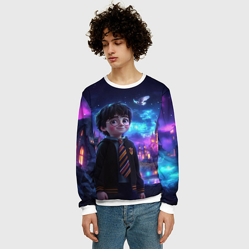 Мужской свитшот Гарри Поттер магическое небо / 3D-Белый – фото 3