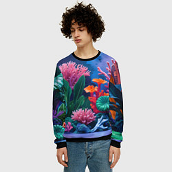 Свитшот мужской Подводные кораллы, цвет: 3D-черный — фото 2