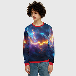 Свитшот мужской Космическая молния текстура, цвет: 3D-красный — фото 2