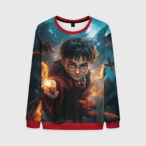 Мужской свитшот Гарри Поттер - магия / 3D-Красный – фото 1