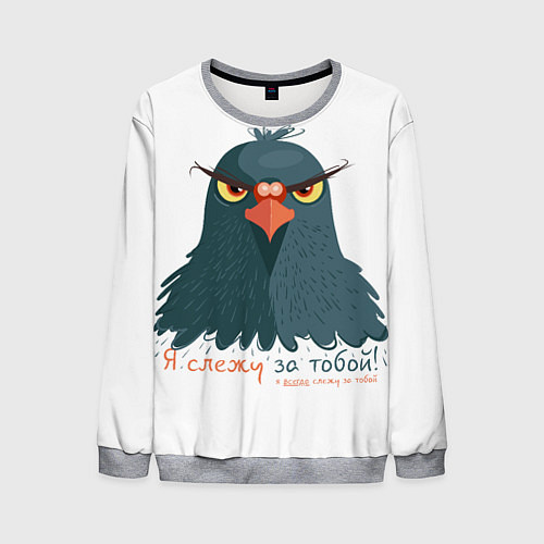 Мужской свитшот Злой голубь / 3D-Меланж – фото 1