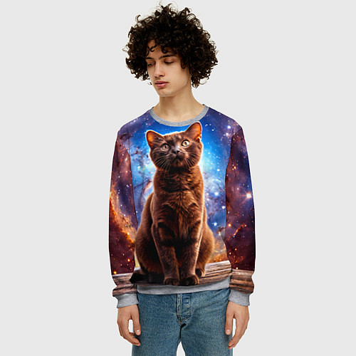Мужской свитшот Бурма в космосе / 3D-Меланж – фото 3