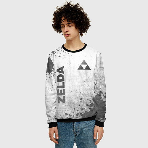 Мужской свитшот Zelda - white gradient вертикально / 3D-Черный – фото 3