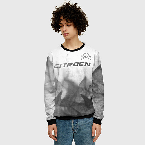 Мужской свитшот Citroen - white gradient посередине / 3D-Черный – фото 3