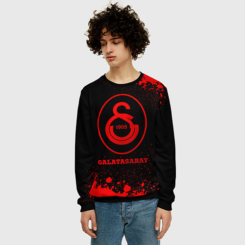 Мужской свитшот Galatasaray - red gradient / 3D-Черный – фото 3