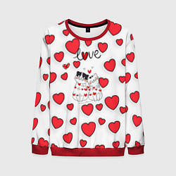 Свитшот мужской Кошачья романтика, цвет: 3D-красный