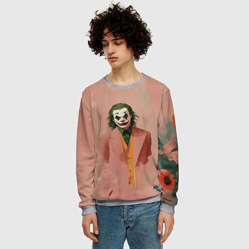 Мужской свитшот Джокер персиковый фон / 3D-Меланж – фото 3