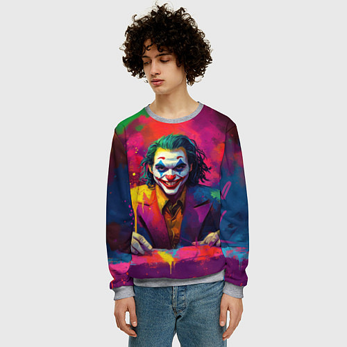 Мужской свитшот Джокер в краске / 3D-Меланж – фото 3
