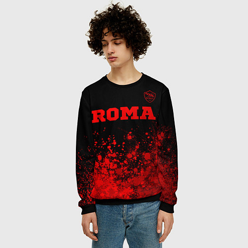 Мужской свитшот Roma - red gradient посередине / 3D-Черный – фото 3