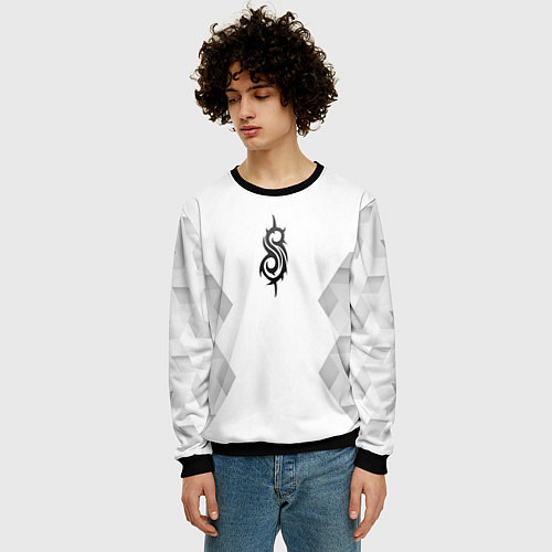 Мужской свитшот Slipknot white poly / 3D-Черный – фото 3