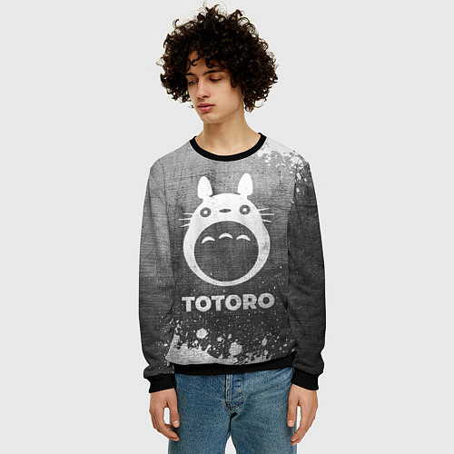 Мужской свитшот Totoro - grey gradient / 3D-Черный – фото 3