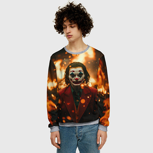 Мужской свитшот Джокер огонь и искры / 3D-Меланж – фото 3