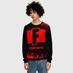 Свитшот мужской Fortnite - red gradient, цвет: 3D-черный — фото 2