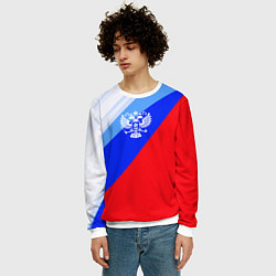 Свитшот мужской Герб России на фоне цветов Российского флага, цвет: 3D-белый — фото 2