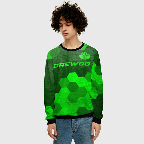 Мужской свитшот Daewoo - green gradient посередине / 3D-Черный – фото 3