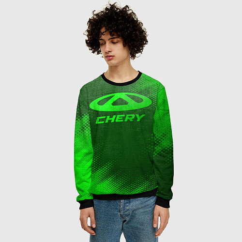 Мужской свитшот Chery - green gradient / 3D-Черный – фото 3