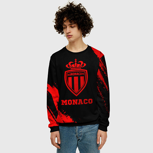 Мужской свитшот Monaco - red gradient / 3D-Черный – фото 3