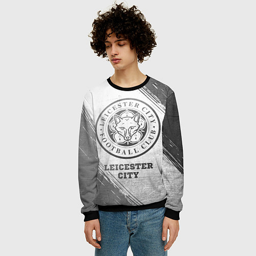 Мужской свитшот Leicester City - white gradient / 3D-Черный – фото 3