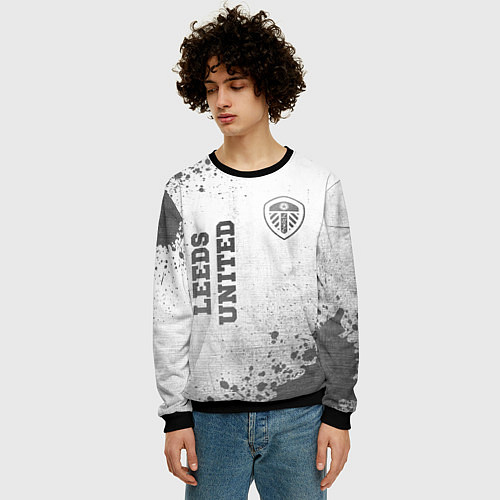 Мужской свитшот Leeds United - white gradient вертикально / 3D-Черный – фото 3