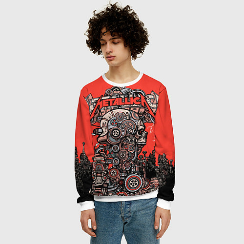 Мужской свитшот Metallica - iron skeleton / 3D-Белый – фото 3