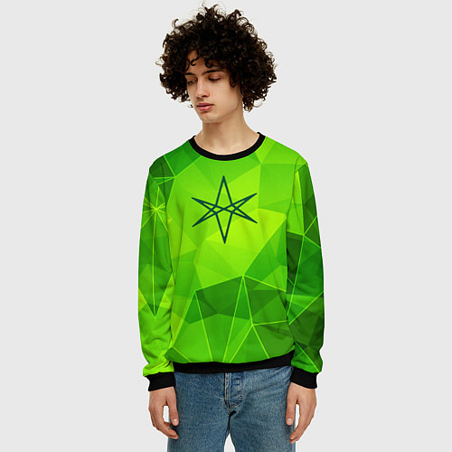 Мужской свитшот Bring Me the Horizon green poly / 3D-Черный – фото 3