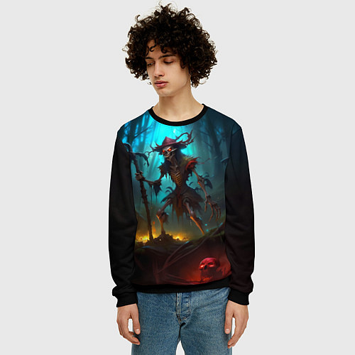 Мужской свитшот Скелет в мрачном лесу / 3D-Черный – фото 3